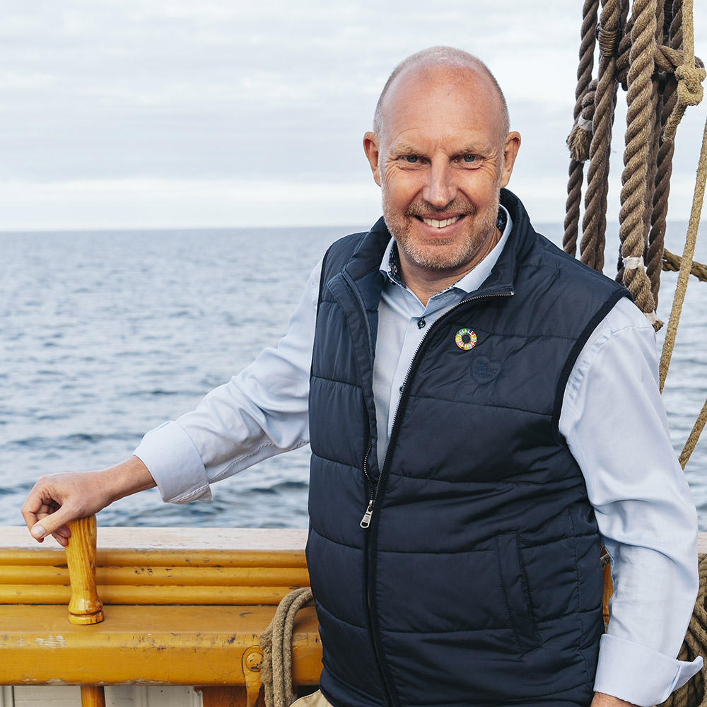 Stefan Ohlson, VD, ombord på Briggen Tre Kronor